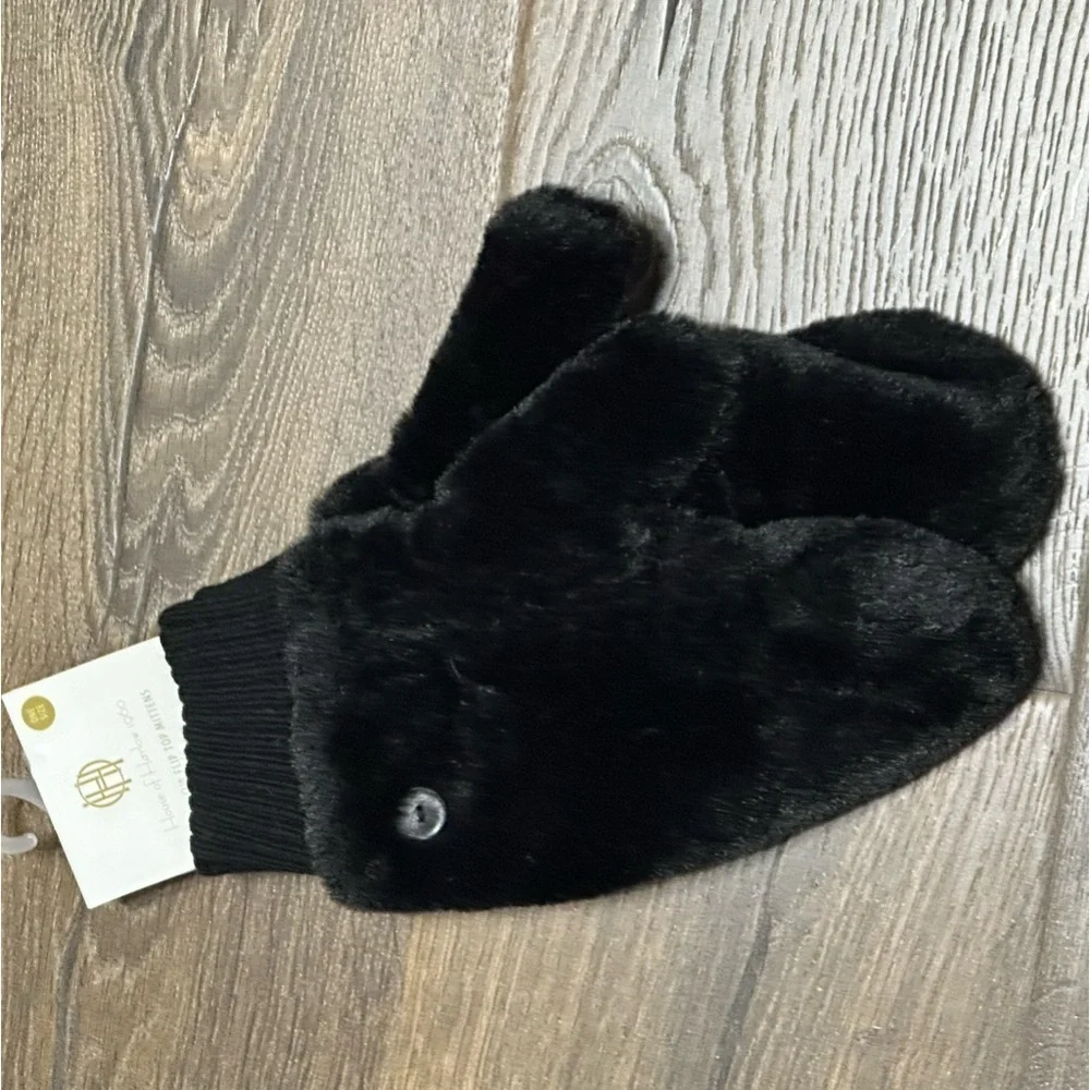 House of Harlow Faux Fur flip top gloves